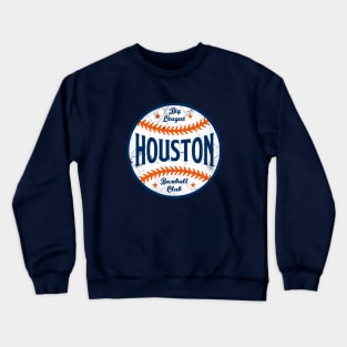 Houston Retro Big League Baseball - Navy Crewneck Sweatshirt